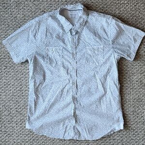 Men's Heart Print Short Sleeve Button Down Shirt